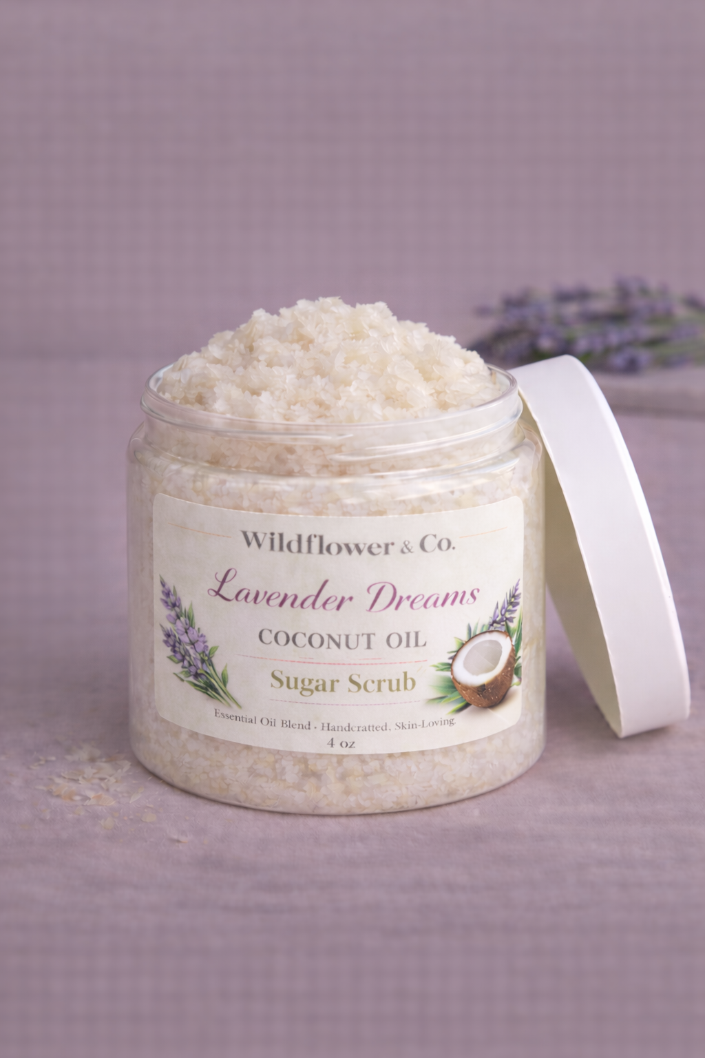 Lavender Dreams Coconut Oil Sugar Scrub