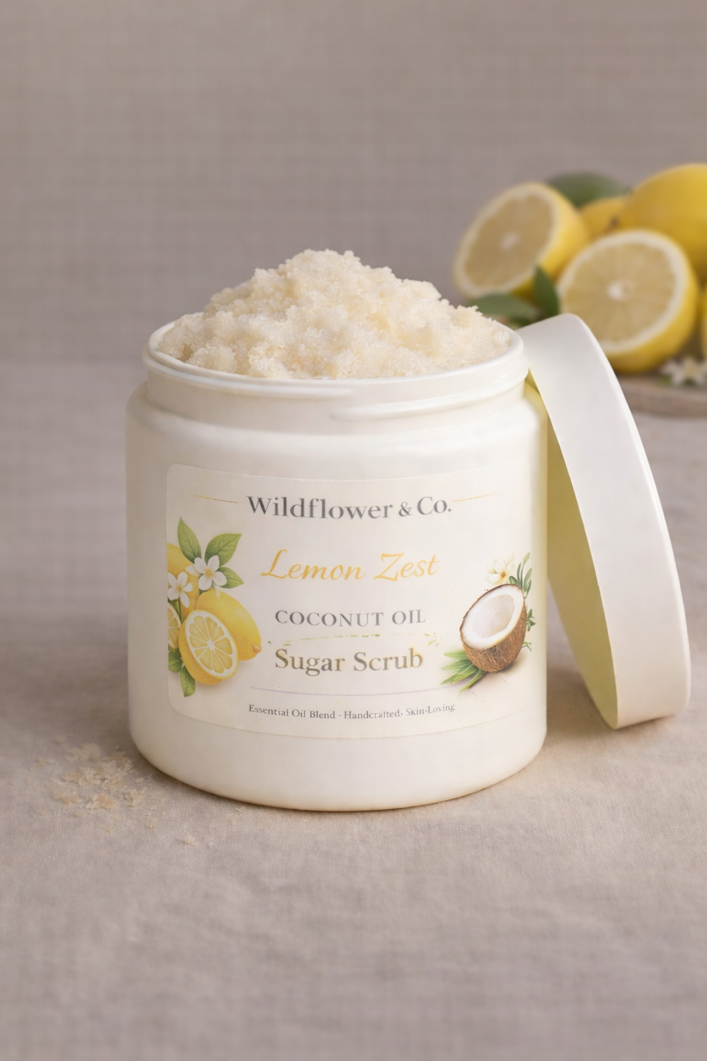 Lemon Zest Coconut Oil Sugar Scrub