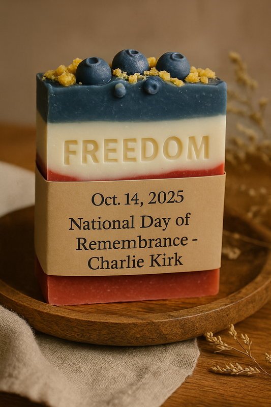 Red White & Blueberry Pie Freedom Soap (Pre Order)  In Loving Memory of Charlie Kirk October 14, 1993 – September 10, 2025